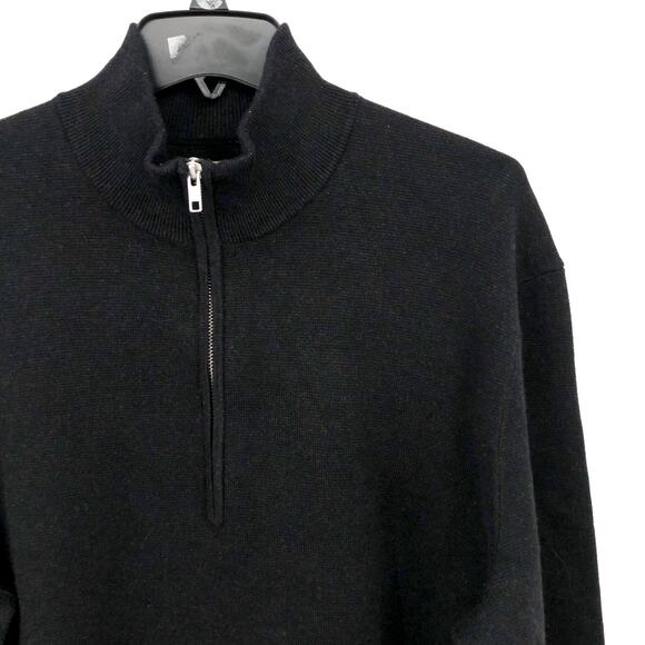 EVERLANE Men's No Sweat Half Zip Sweater Large Black CoolMAX NWT - Picture 4 of 9